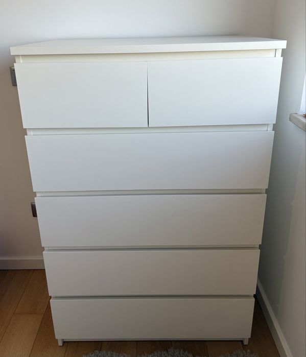 MALM Cómoda 6 gavetas, branco, 80x123 cm