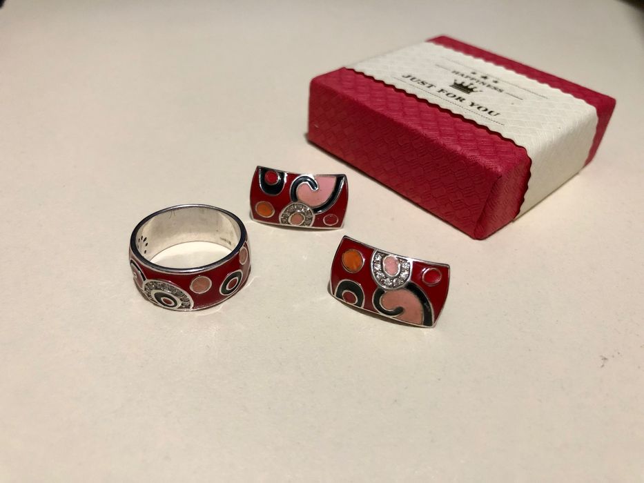 Срібний набір з емаллю