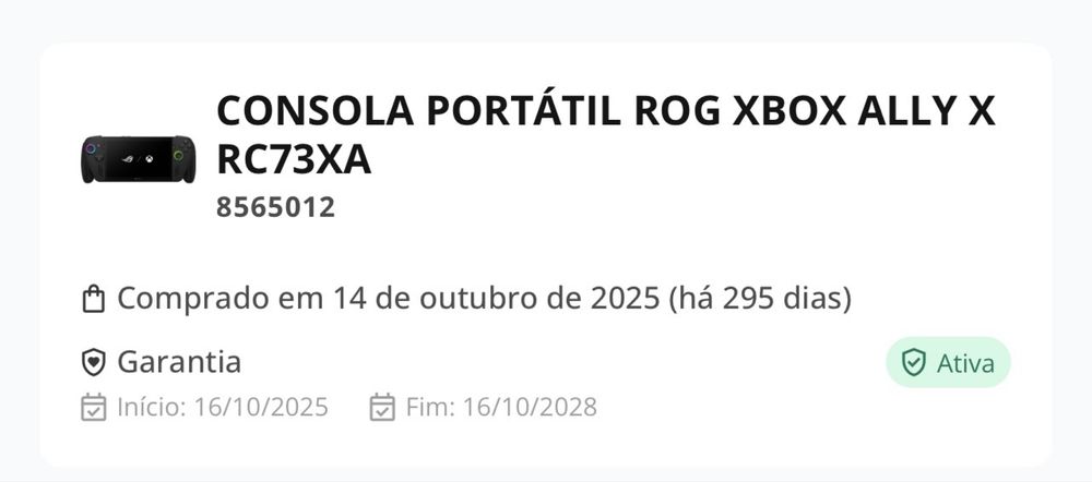 ASUS ROG Xbox Ally X 24GB RAM / 1TB SSD – Como Novo | Garantia | Fatura