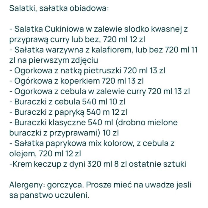 Domowe Przetwory, Sałatka Obiadowa, Dżem, Sok