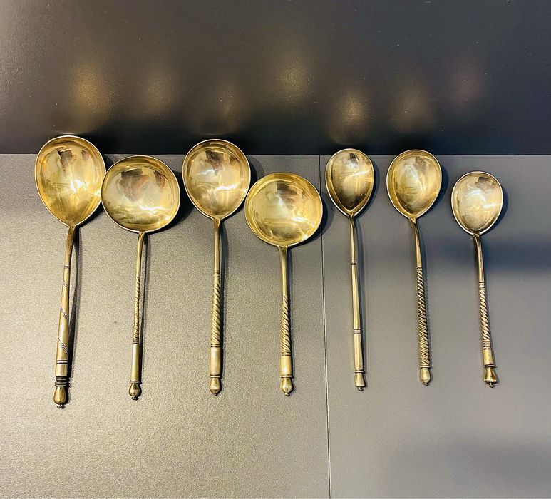 Ложка Серебро 84 875 пр Штихель Чернь Позолота Медовые