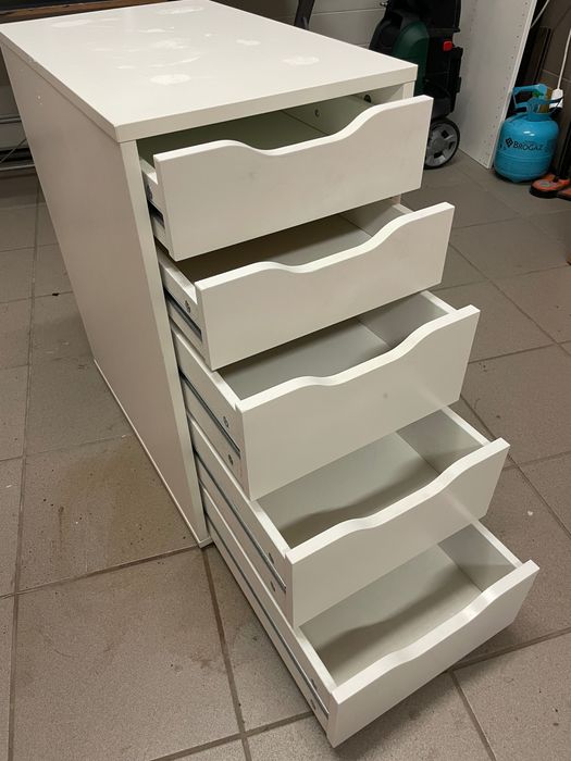 IKEA ALEX – kontenerek z 5 szufladami, biały, stan bardzo dobry