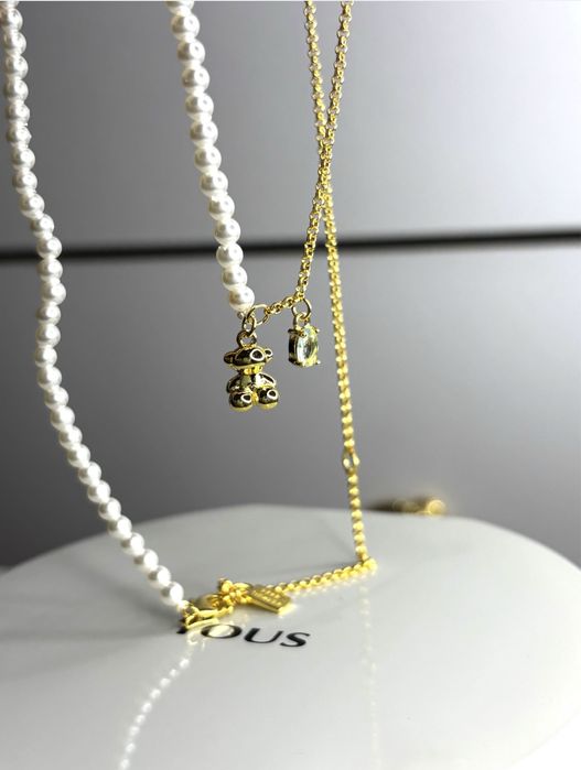 TOUS naszyjnik Bold Bear perły srebro 925