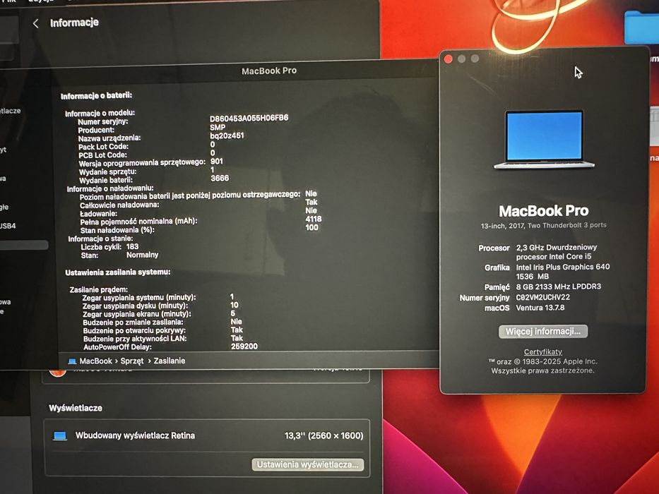 Macbook pro 13 cali 2017 i5