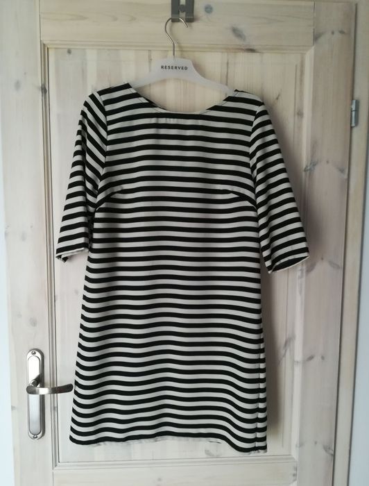 Czarno kremowa sukienka w paski pasiasta Atmosphere Primark 36 S