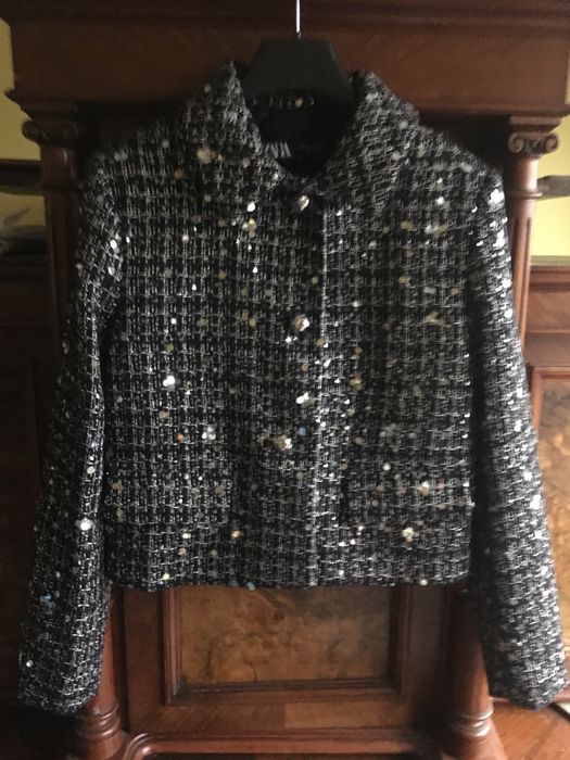 ZARA  Elegancka marynarka tweedowa z cekinami