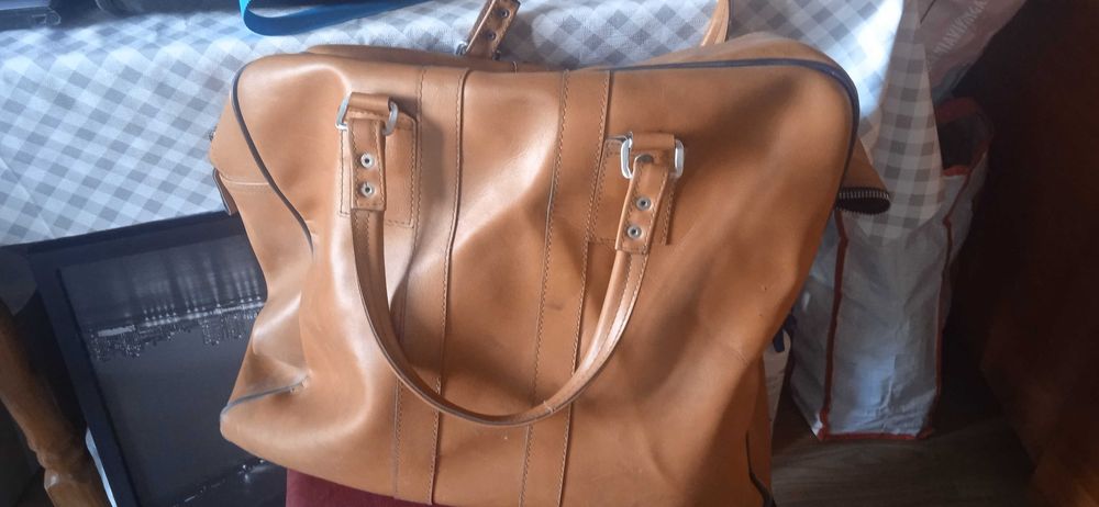 torba skórzana podróżna  klasyk PRL