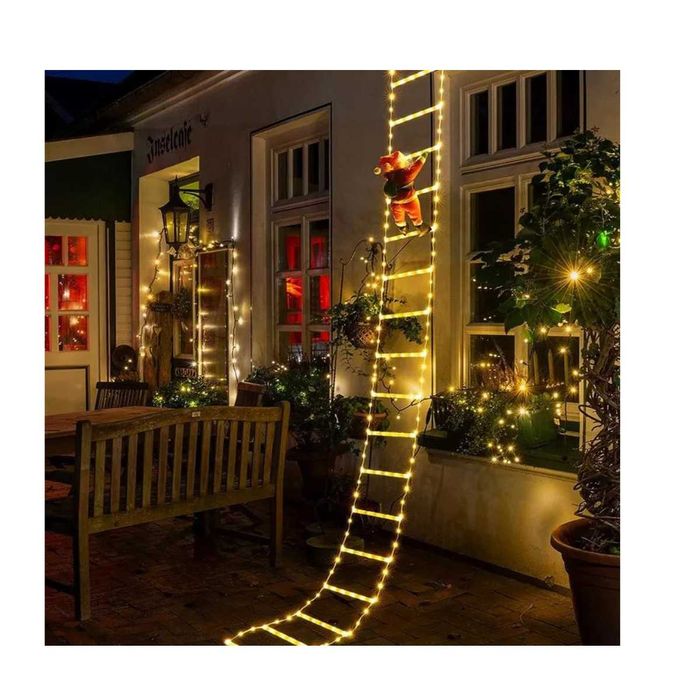 Święty Mikołaj na świecącej drabinie 300 cm dekoracja świąteczna