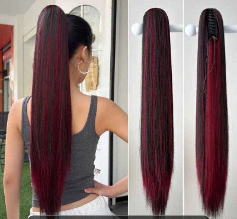 Волосся накладний хвостик, на крабик