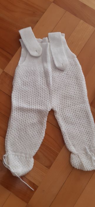3 częściowy komplet na chrzciny robiony na drutach
