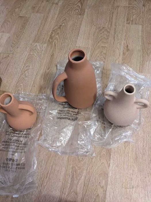 Zestaw 3 wazonów ceramika terakota, nieużywane, odbiór osobisty