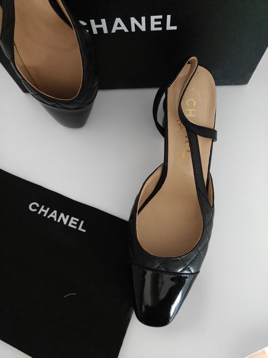 Chanel slingback czółenka CC skóra jagnięca pikowane r.40