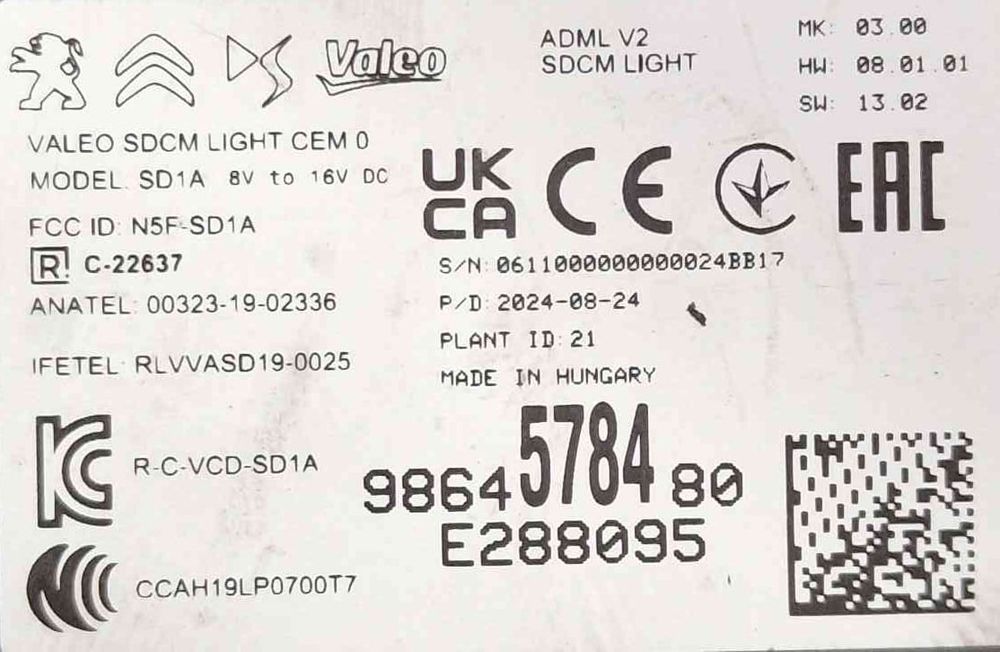 Módulo Electrónico 9864578480 - OPEL ASTRA L Sports Tourer