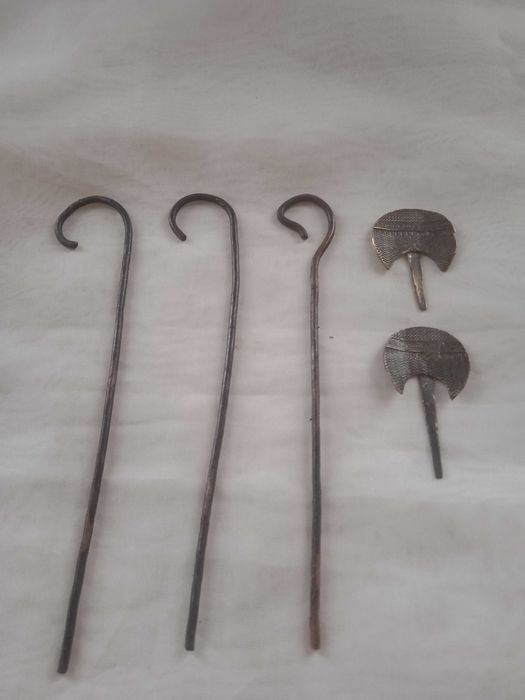 Lote antigo bastões bengalas resplendores santos arte sacra religiosas