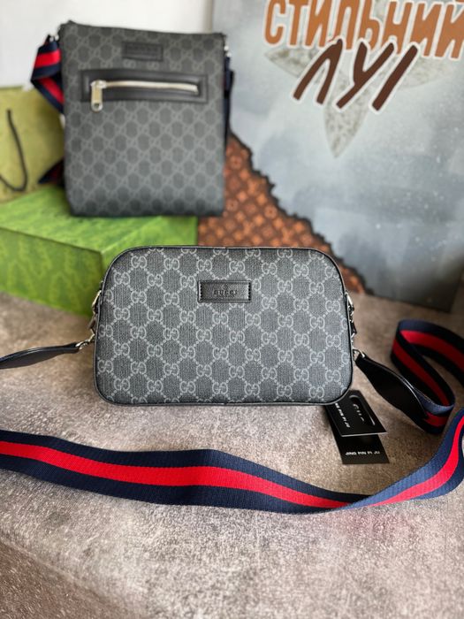 Чоловіча сумка мессенджер Gucci гуччи гучі GG ophidia чорна сіра
