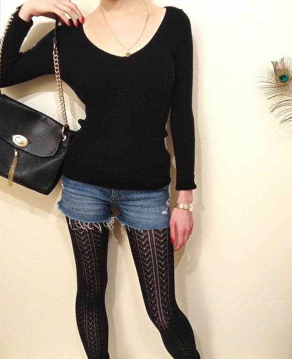 Spodenki denim cut out poszarpany niebieski dżins chic sexy