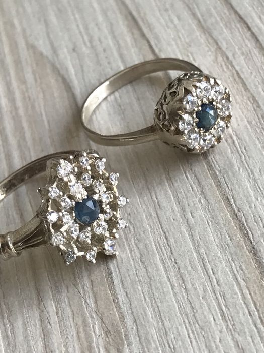 Кольцо сапфир серебро