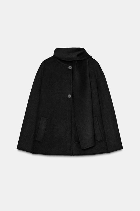 Пальто вовняне zara з шарфом