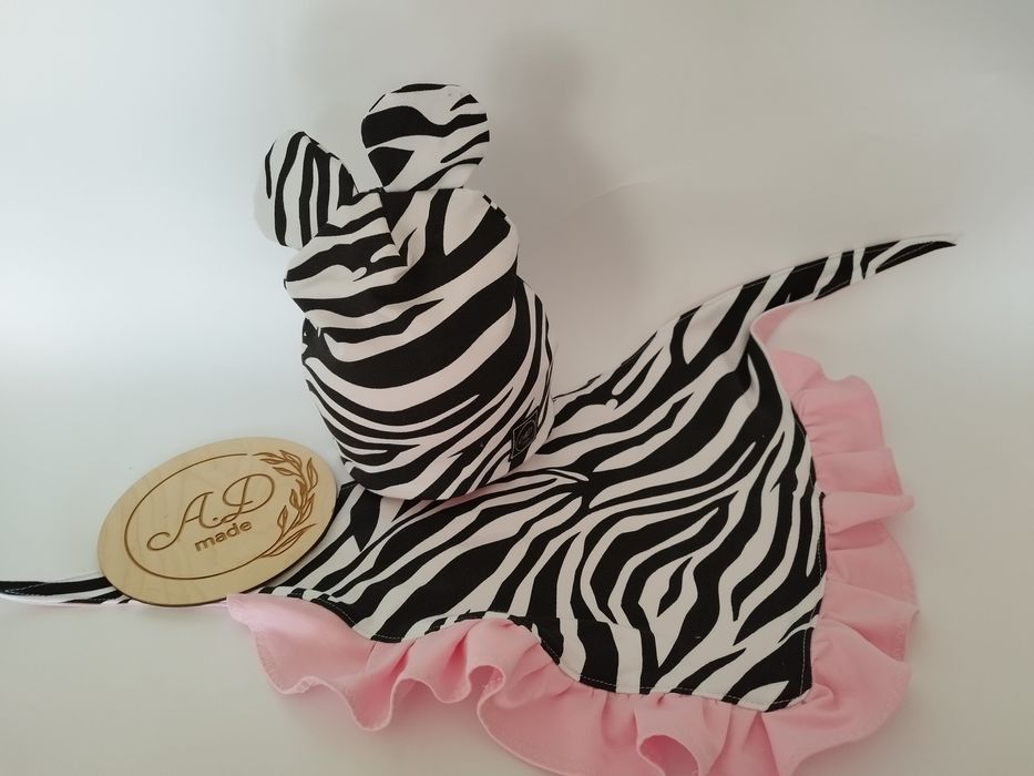 OSTATNI Komplet Czapka bawełniana Zebra uszy chustka z falbanką