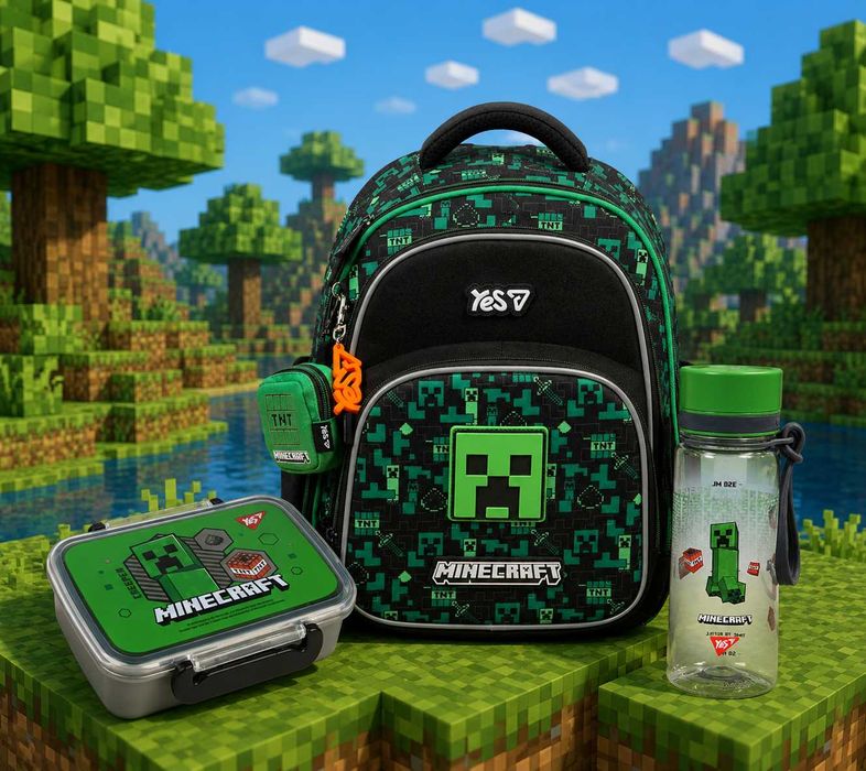 Набір YES: рюкзак + ланчбокс + пляшка Minecraft TNT.