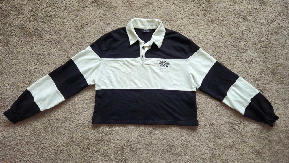 Bluza z kołnierzem typu rugby oversize cropped Bershka rozm. S