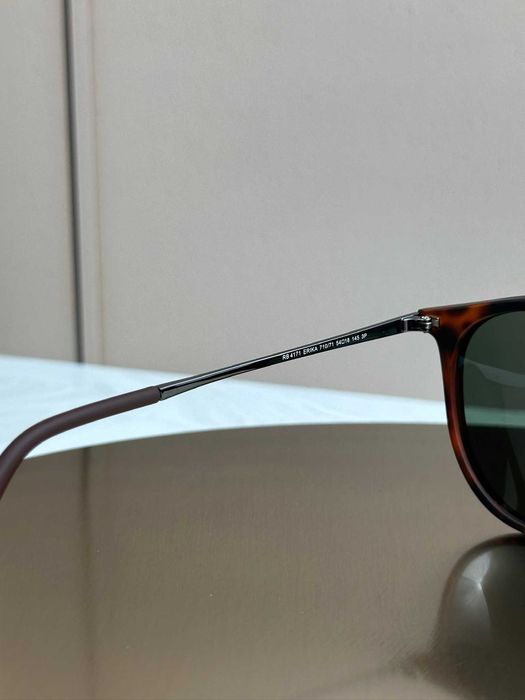 Сонцезахисні окуляри Ray-Ban Erika RB4171 гавана, зелена лінза, поляризовані, круглі, жіночі, оригінал