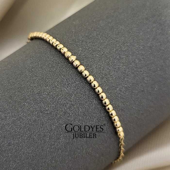 złota bransoletka z kuleczkami próba złota 585