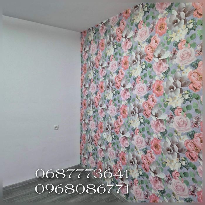 Поклейка обоев, покраска потолков и стен,декоративная штукатурка!