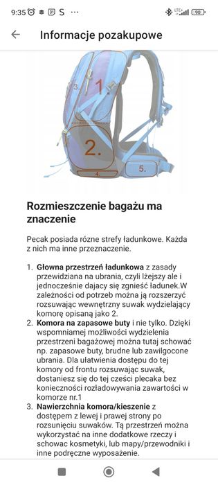 Plecak ze zdejmowanym stelażem 43l nowy