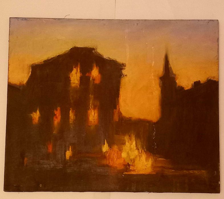 Прекрасна картина олійними фарбами (маслом) 60х50см. "Вогні" 2012р.
