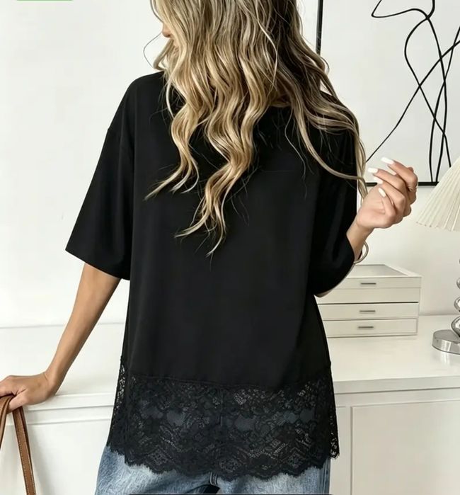 Футболка с кружевом новая!l-xl