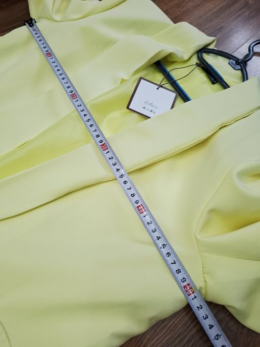 Żółty garnitur damski elegancki marynarka żakiet spodnie L 40 nowy