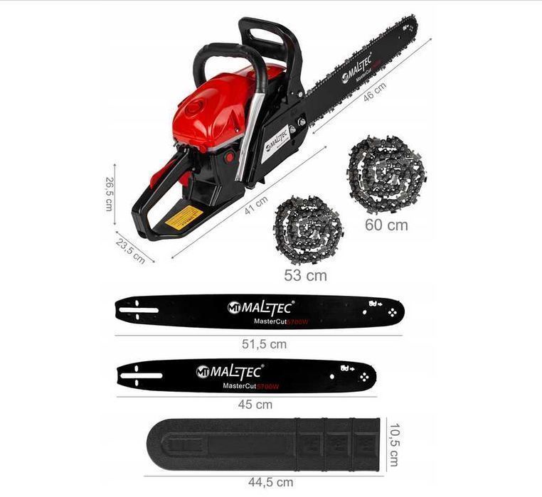 PIŁA SPALINOWA 5,7 KM Mocna do drzewa drewna Prowadnice Łańcuchy NOWA