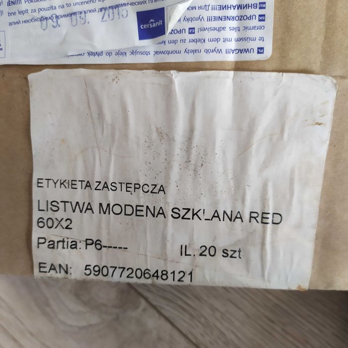 Listwa szklana RED , PŁYTKI