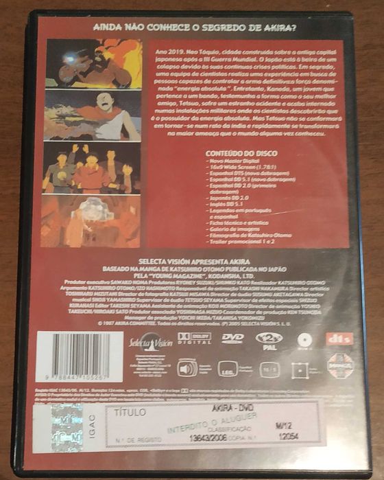 DVD anime Akira (1988) Legendas Edição portuguesa
