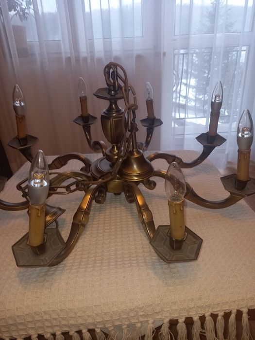 Antyczny żyrandol mosiężny