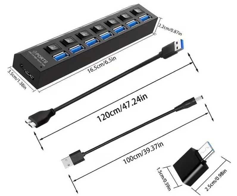 Розширювач для мобільного телефону та планшету USB 3.0 7-портовий