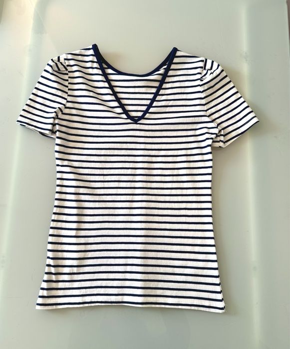 blusa top tshirt azul riscas Naf Naf 34 XS