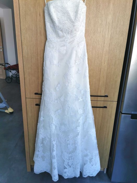 Suknia ślubna, koronka, syrenka. PRONOVIAS India White One 424