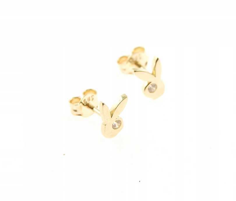 Eleganckie złote kolczyki  KRÓLICZKI SZTYFT ZŁOTO p.585