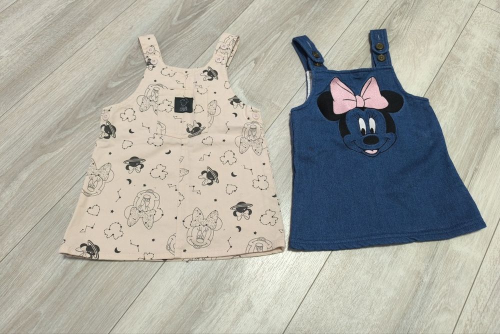 2 sukienki spódniczki ogrodniczki Myszka Minnie