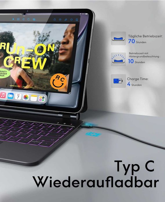 Magnetyczne Etui Podświetlana Klawiatura Magic Ipad Pro 11 M4 2024