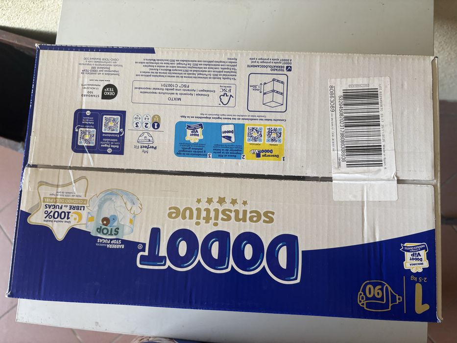 fraldas Dodot Sensitive T1 (2–5 kg), 90 fraldas.