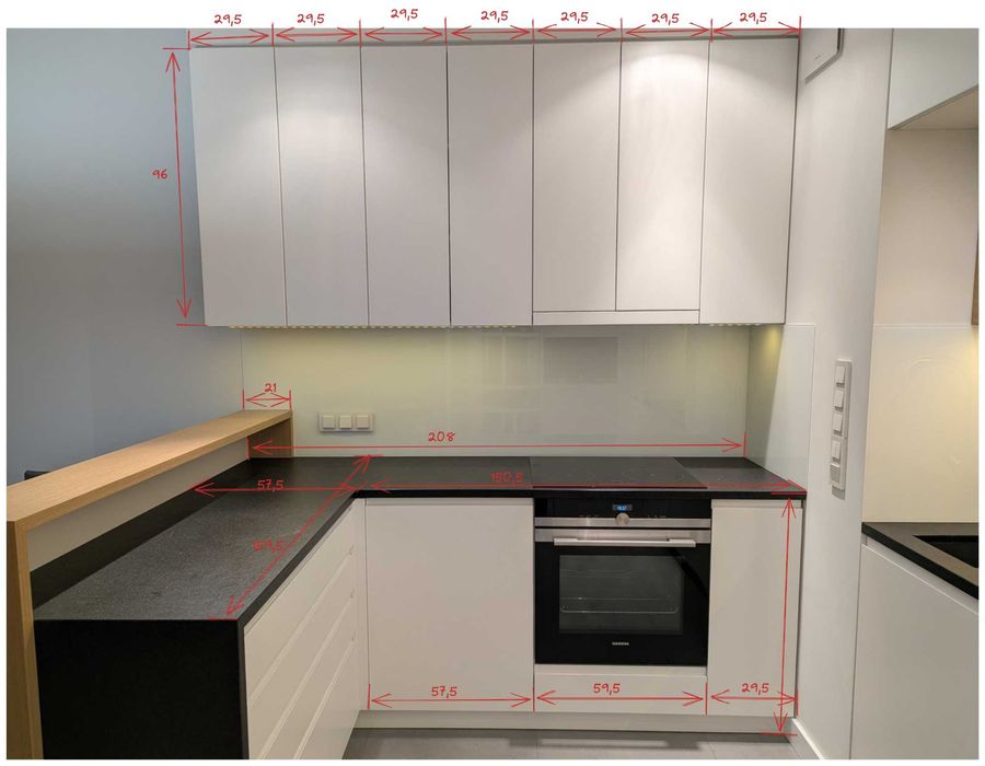 Kuchnia na wymiar MDF biały + AGD + granitowy blat