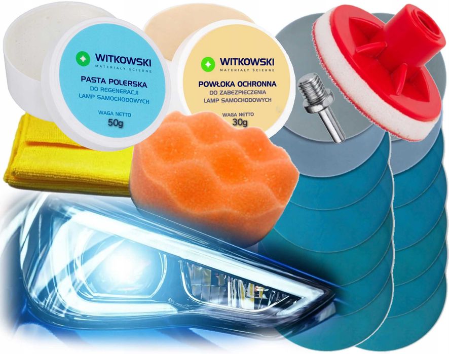 Zestaw naprawczy do lamp samochodowych polerowanie reflektorów