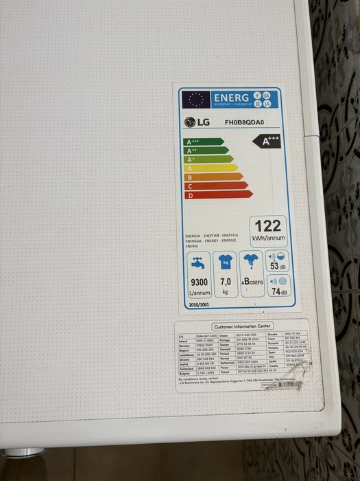 Máquina de Lavar Roupa LG, 7kg A+++