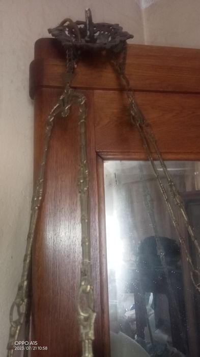 Stara Lampa wisząca naftowa Duża. Secesja Art Nouveau Oryginał ANTYK