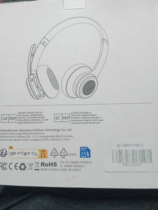 Headset TeckNet Wireless TK-HS012 - Bluetooth 5.2 (50h Bateria)