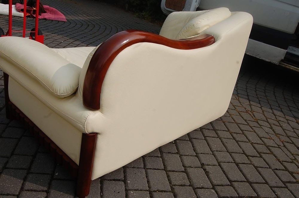 Kanapy komplet ecru skóra