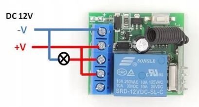 1-kanałowy przekaźnik 12V 433MHz